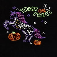 Fete Halloween cu mânecă scurtă Unicorn Trick or Treat Tee & Leggings, set de ținute din 2 piese, dimensiuni 4-18