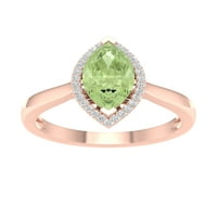 Imperial Gemstone 10k Rose aur Marquise tăiat verde ametist CT TW diamant Halo femei Inel
