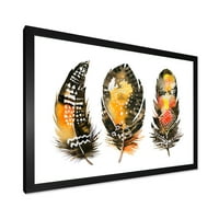 Designart 'Etnice Boho Art Orange Feathers' Boem & Eclectic Înrămate Art Print
