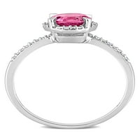 1-Carat T. G. W. Topaz roz și diamant Accent 10kt Aur Alb Halo inel de logodna