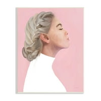 Stupell Industries fata fata Împletitură de păr portret roz fundal 19, Design de Kamdon Kreations