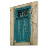 Designart 'ușă Vintage în Tunesia' imprimare Vintage pe lemn de pin Natural ' imprimare Vintage pe lemn de pin Natural