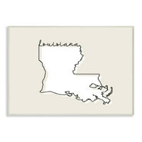 Stupell Industries Louisiana acasă Stat hartă neutru imprimare Design placa de perete arta de Daphne Polselli