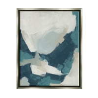 Stupell Periat Abstract Albastru & Bej Pictura Abstractă Gri Floater Încadrată Arta Imprimare Arta De Perete