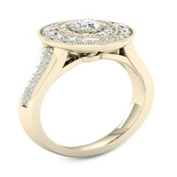 1ct TDW diamant 14k aur galben Halo inel de logodna