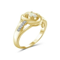 Carat T. G. W. Opal și diamant alb Accent aur 14K peste inel de argint