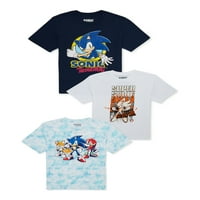 Sonic The Hedgehog & Friends Boys Tricouri grafice Cu mânecă scurtă, Pachet 3, dimensiuni XS-XXL