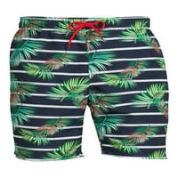 S. Polo Assn. Pantaloni scurți de baie pentru bărbați de 7 cu imprimeuri de frunze de culoare tropicală