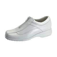 Oră confort Trish lățime largă piele confort pantofi cu fermoar alb 11
