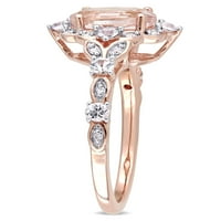 1-Carat T. G. W. Morganite și safir alb și diamant Accent 10kt Aur Roz inel Vintage