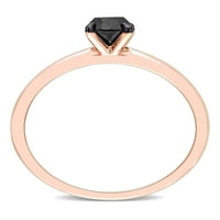 Carat T. W. diamant negru 14kt Aur Roz Solitaire inel de logodna