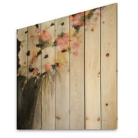 Imprimeu fermă Designart 'roz Pastel Flowers' pe lemn Natural de pin