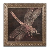 Marcă comercială Fine Art Dragonfly Canvas Art by Color Bakery Gold ornamentate Frame