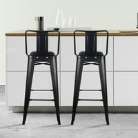 Design Group Negru Din spate Mijlociu contra înălțime scaune de Bar din metal cu scaun din piele vegană, Set de 6