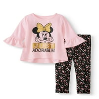 Minnie Mouse Yummy Knit Bell Sleeve Hi-Lo Top Și Jambiere, Set De Ținute