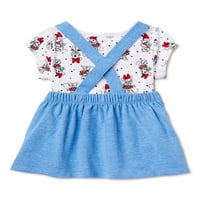 Minnie Mouse Baby Girls & Toddler Girls Pinafore Dress, Set de ținute din 2 piese, dimensiuni 12M-5T