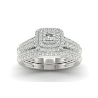 1ct TDW diamant 14k aur alb Halo inel de logodna Set