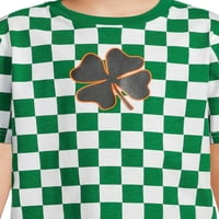 Tricou cu carouri Big Shamrock pentru băieți de Ziua Sfântului Patrick, mărimi 4 - & Husky