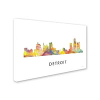 Marcă comercială Fine Art 'Detroit Michigan Skyline WB-1' artă pe pânză de Marlene Watson
