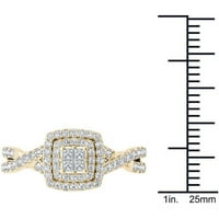 Carat TW diamant 10kt Aur Galben dublu Halo inel de logodna