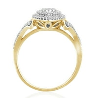 cttw Marquise în formă de dublu Halo diamant compozit inel de logodna din Aur Galben 10K