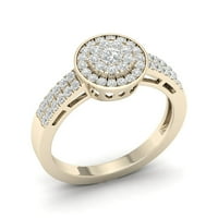 1 2CT TDW diamant 10k Aur Galben Doble Halo inel de logodna