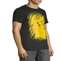Pokemon Brushstroke Pikachu Apparel, tricou cu mânecă scurtă pentru bărbați Graphic Crew Neck, Dimensiuni S-3XL