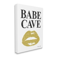 Stupell Industries Babe Cave Sign Gold Frost Lips moda modernă Glam, 40, Design de Sn Ball