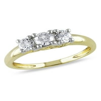 Carat T. W. diamant 14k aur galben trei pietre inel de logodna