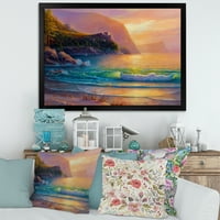 Plajă Romantică În Timpul Serii Calde Înrămate Pictura Canvas Art Print