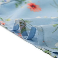 Chilipiruri unice femei Zburli V gât Cap Maneca șifon florale bluza Top