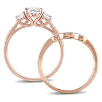 Miabella femei 1-CT creat Safir CT Diamant 10kt Rose Gold 2-bucata inel de nunta Set
