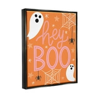 Hei Boo Orange Halloween Fantome Vacanță Arta Grafica Jet Negru Încadrată Arta Imprimare Perete Arta