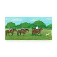 Marcă comercială Fine Art 'Country Horse back Riding' Canvas Art de Cheryl Bartley